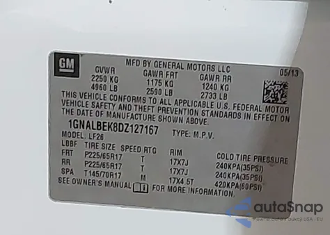 2013 Chevrolet Equinox Ls z USA, uszkodzony, nr VIN 1GNALBEK8DZ127167